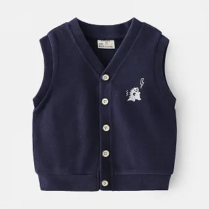 Куртка для мальчиков Без рукавов Цветной блок Модный жилет Верхняя одежда synthetic.ua - Фото 1