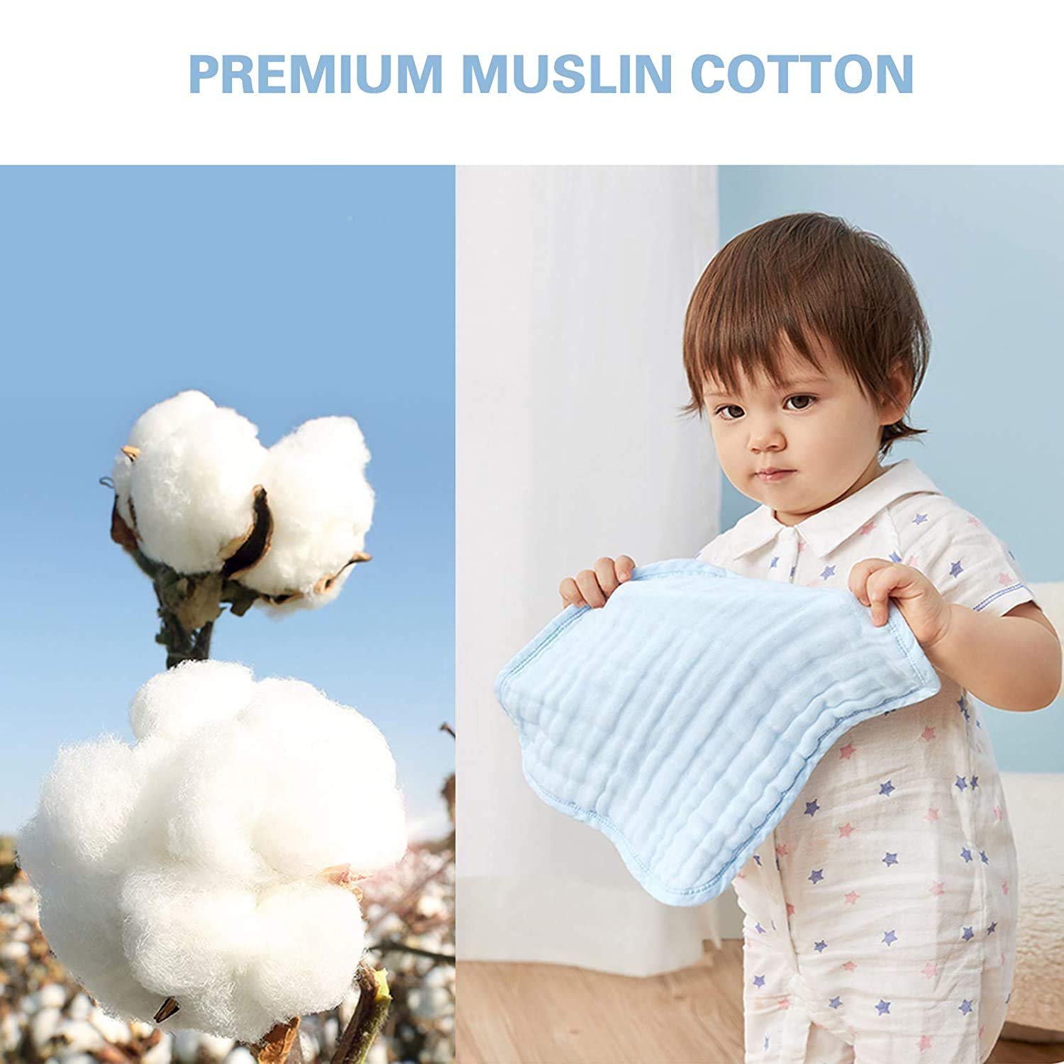 Рушники Worldly Baby, муслінові серветки для немовлят, для чутливої шкіри, 30 x 30 см, фото №4
