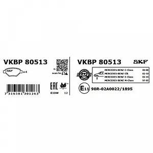 Комплект гальмівних колодок SKF VKBP 80513 для MERCEDES-BENZ передній міст synthetic.ua - Фото 1
