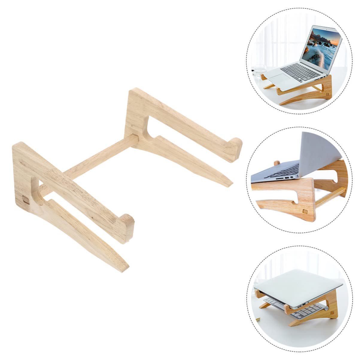 Подставка для ноутбука Lurrose деревянная регулируемая по высоте для охлаждения и практичного хранения для дома и офиса, фото №4 Подставка для ноутбука Lurrose деревянная регулируемая по высоте для охлаждения и практичного хранения для дома и офиса, фото №4
