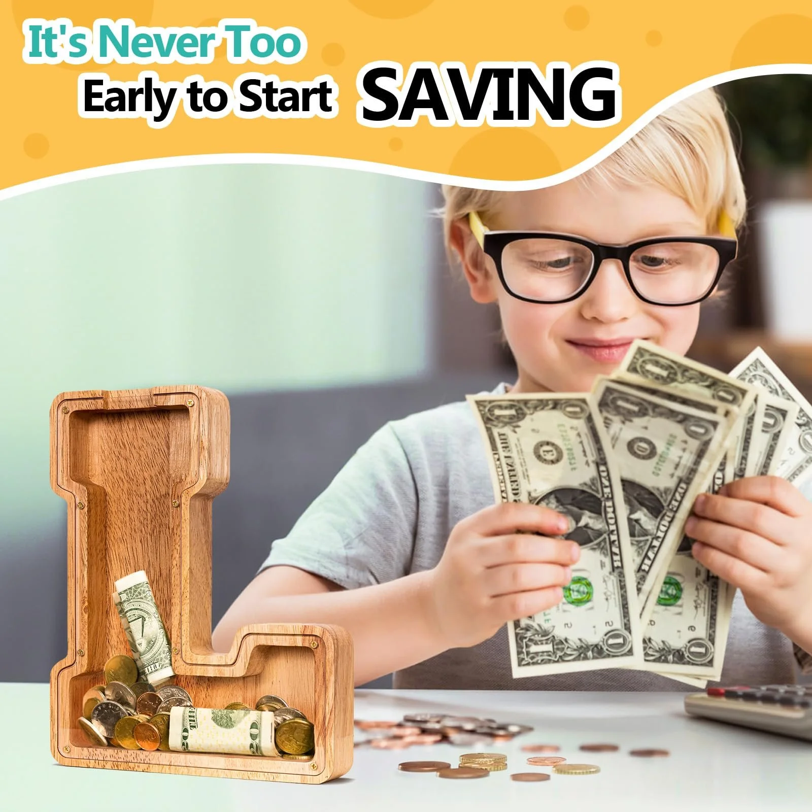 Скарбничка Summidate дерев'яна у формі літери A-Z, фото №4