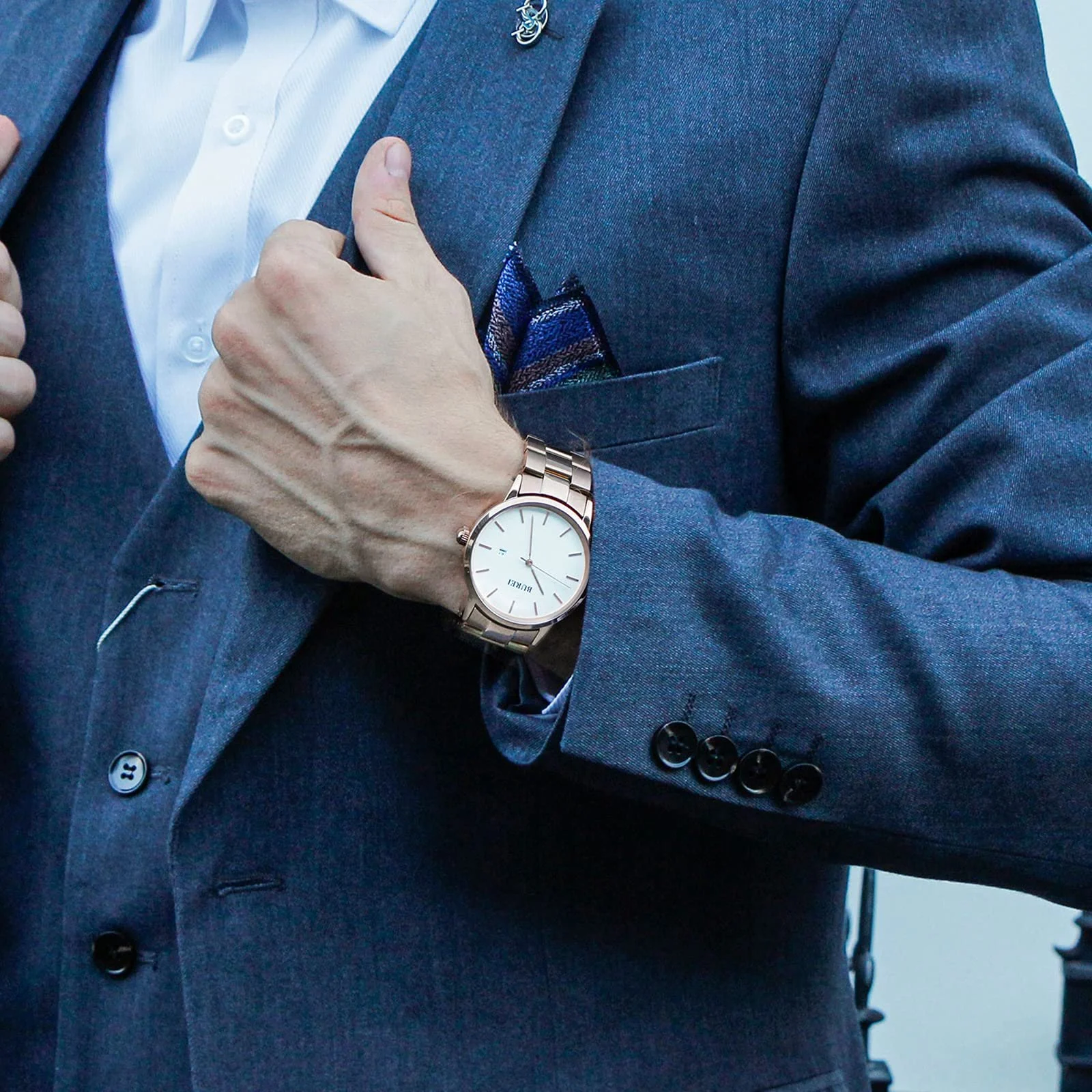 Часы BUREI Кварцевые Мужские Наручные Минималистичные Аналоговые Водонепроницаемые с Датой, фото №3 Часы BUREI Кварцевые Мужские Наручные Минималистичные Аналоговые Водонепроницаемые с Датой, фото №3