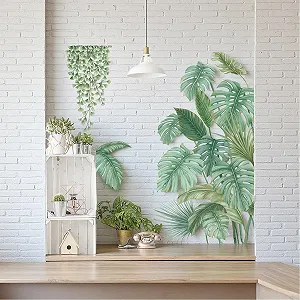 Наклейка на стіну Тропічні рослини Монстера ПВХ Зелений synthetic.ua - Фото 1