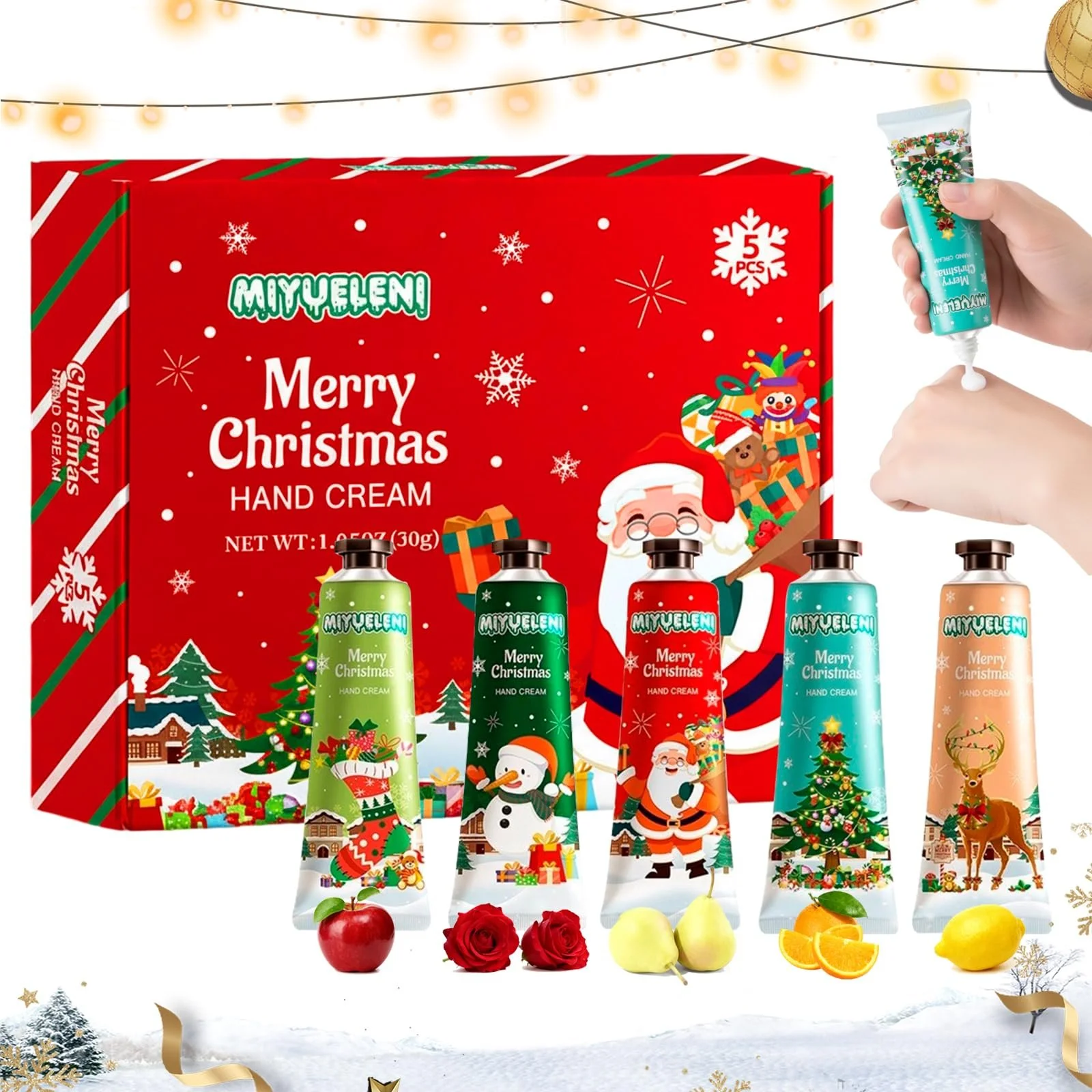 Набор кремов для рук Мини-набор кремов для рук 5 шт. Рождественские подарки. Рождественский крем для рук для очень сухой кожи рук для женщин, мужчин, семьи и друзей, фото №1 Набор кремов для рук Мини-набор кремов для рук 5 шт. Рождественские подарки. Рождественский крем для рук для очень сухой кожи рук для женщин, мужчин, семьи и друзей, фото №1