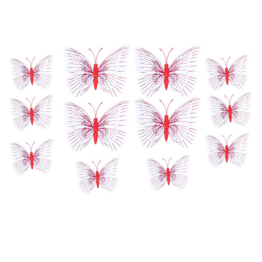 Наклейки на стену Бабочки 3D с магнитом 24 шт. Красные, фото №1