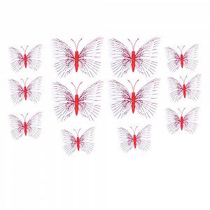 Наклейки на стену Бабочки 3D с магнитом 24 шт. Красные - Фото 1