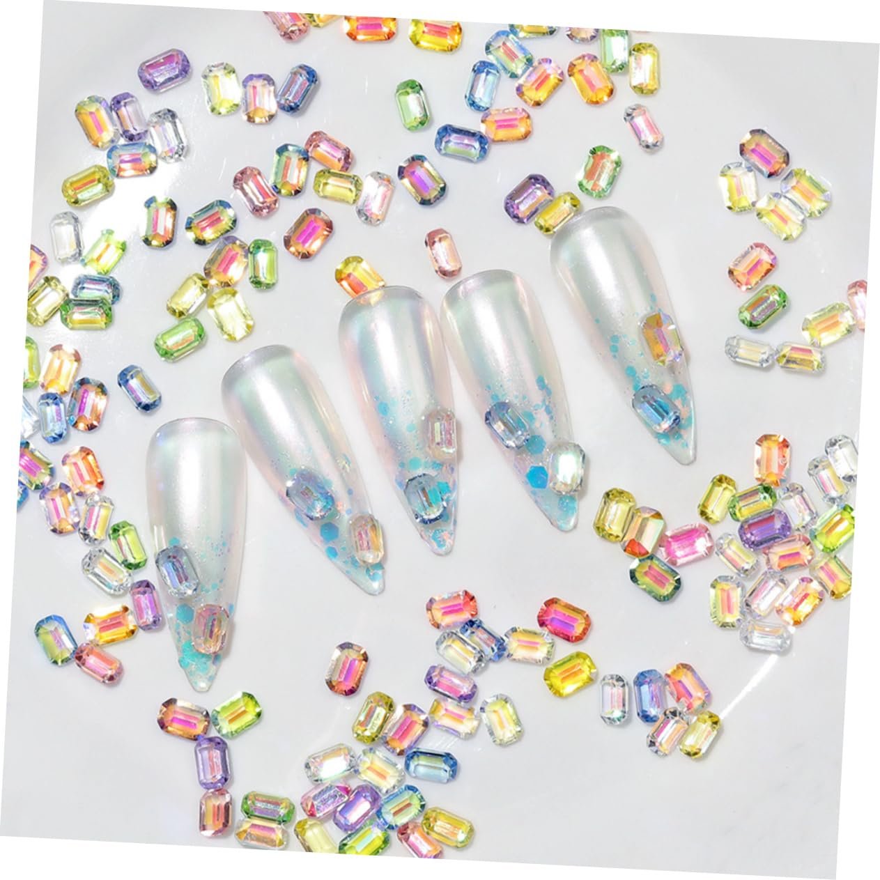 Mikinona Home Decor 2 коробки Аксессуары для ногтей Набор для маникюра DIY Украшения для маникюра Маленькие бриллиантовые украшения из смолы для ногтей Разноцветные бриллианты для самостоятельного изготовления ногтей, фото №7