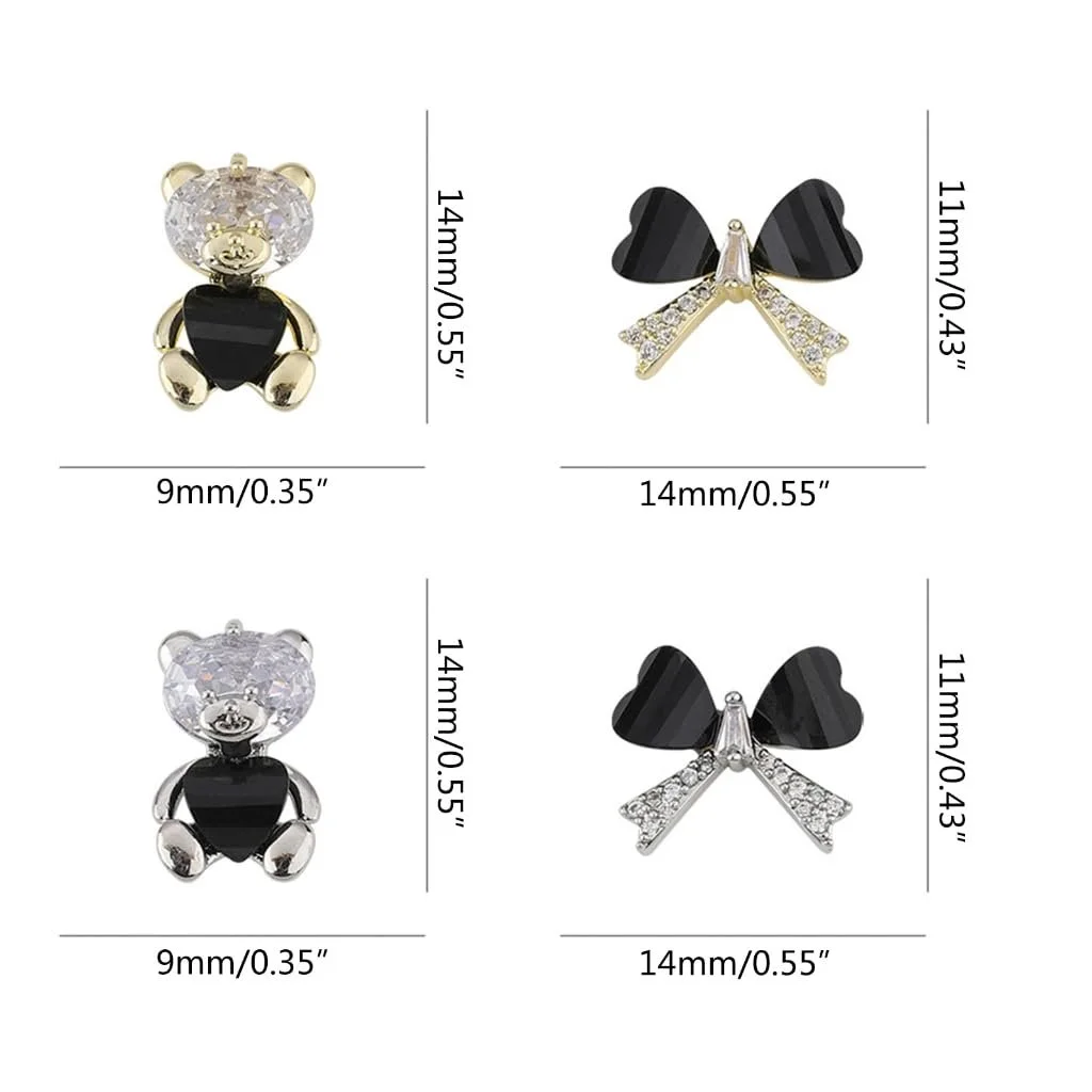 Прикраси для нігтів 3D Ведмідь Стрази Кристал, фото №5