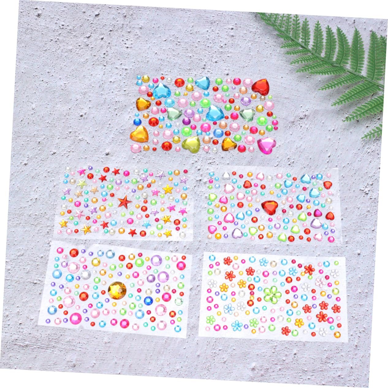 Набор кристаллических наклеек NUOBESTY (5 листов) с акриловыми стразами разных форм и цветов для игрушек, мобильных телефонов, фоторамок, фото №5