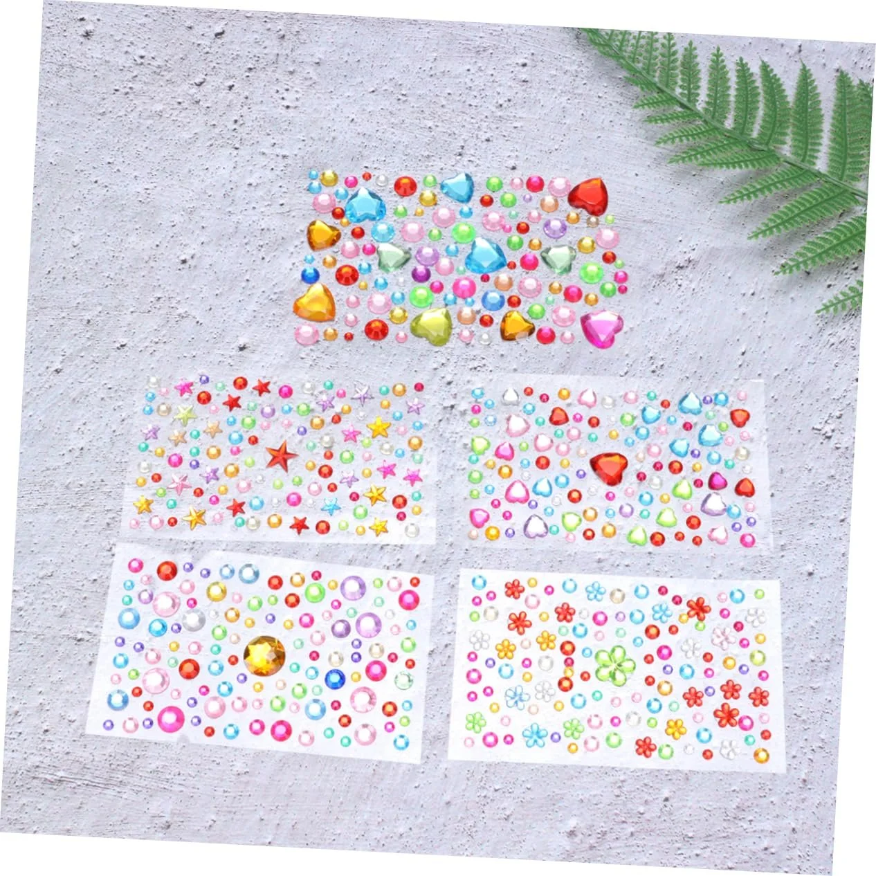 Набір кристалічних наклейок NUOBESTY (5 аркушів) з акриловими стразами різних форм і кольорів для іграшок, мобільних телефонів, фоторамок, фото №5