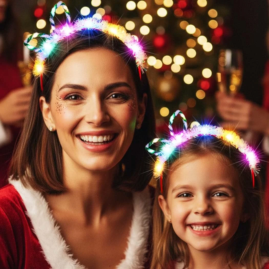 Різдвяна Обруч Reaky з червоним бантом, блискучі різдвяні аксесуари для волосся для жінок, фото №6