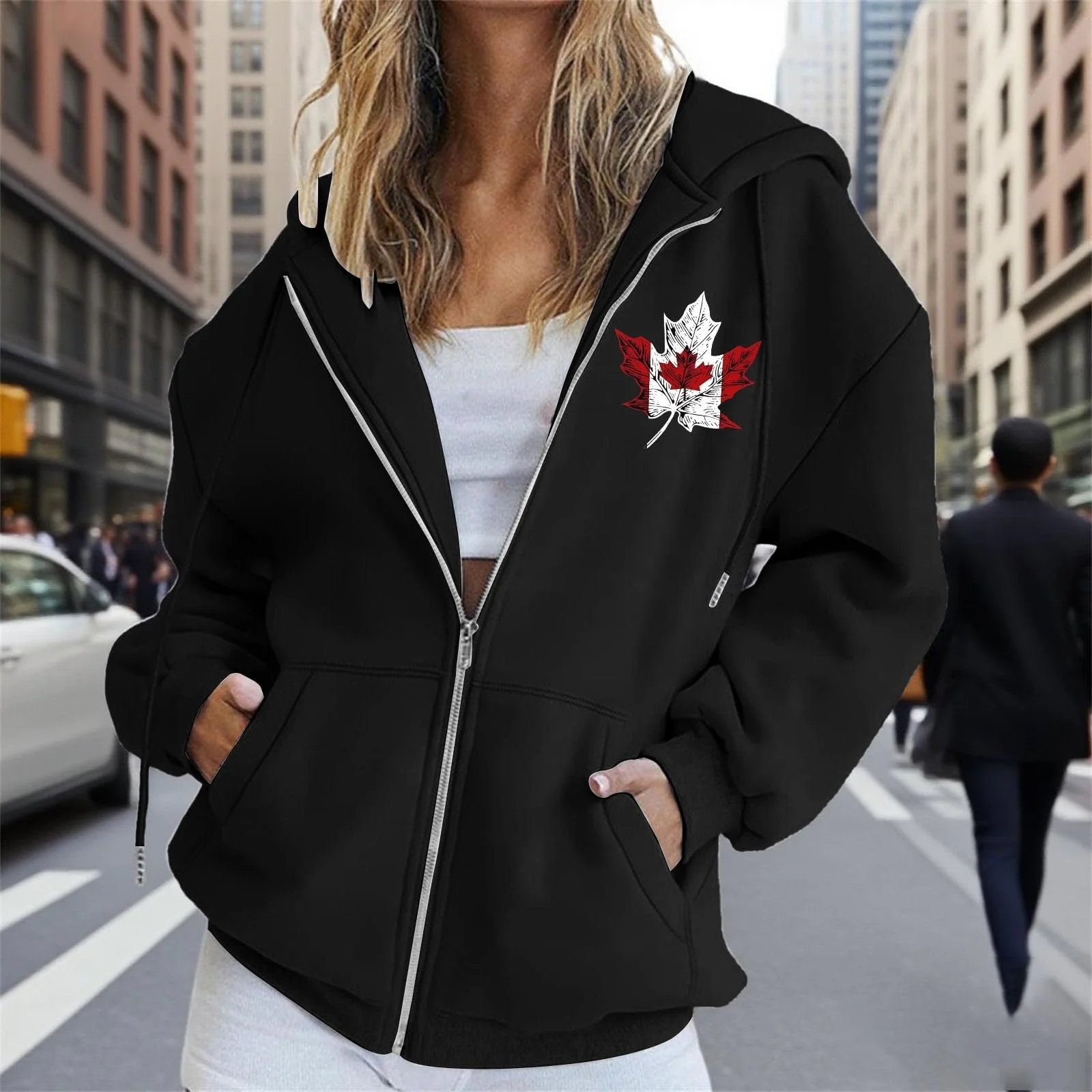 Жіноча Толстовка на блискавці з капюшоном Unilarinna Oversize, фото №2