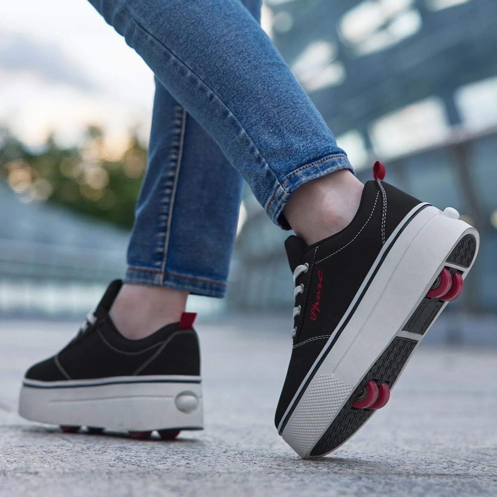 Кросівки на коліщатках для хлопчиків і дівчаток Знімні 4-колісні роликові, фото №2