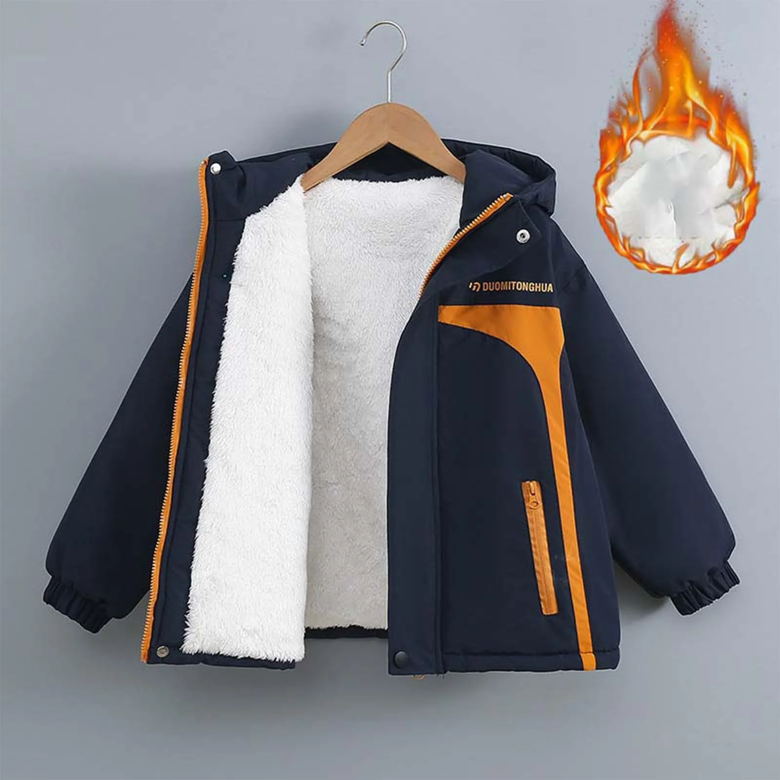 Куртка зимняя для мальчиков Generisch с флисовой подкладкой, ветрозащитная, теплая, фото №3