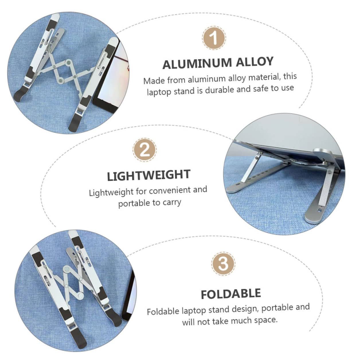 Регульована складна підставка для ноутбука NOLITOY з алюмінієвого сплаву, ергономічна металева, фото №4