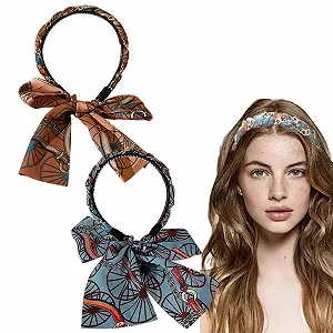 Набор из 2 женских повязок для волос с длинными лентами. - Фото 1