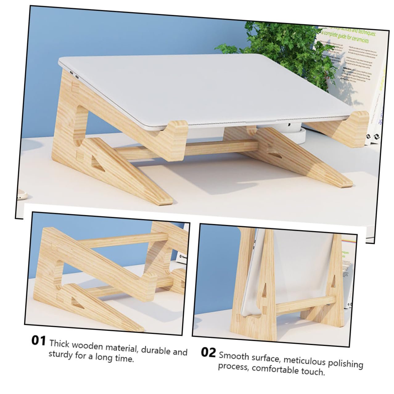 Підставка для ноутбука BESPORTBLE Деревʼяна Міцна Ергономічна Кут нахилу, фото №9
