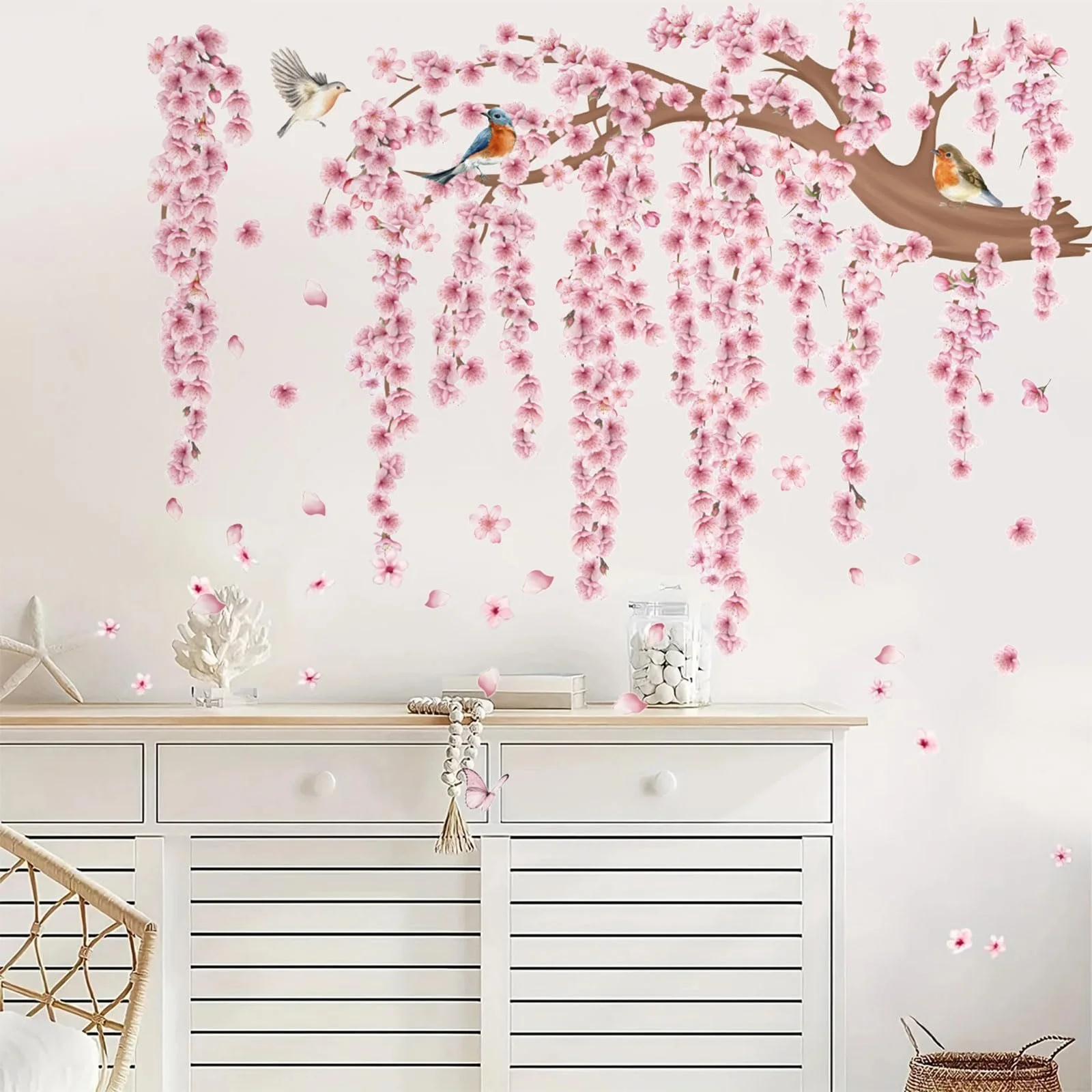 Наклейка на стіну Рожева сакура XXL 95 x 122 см Рожевий, фото №6