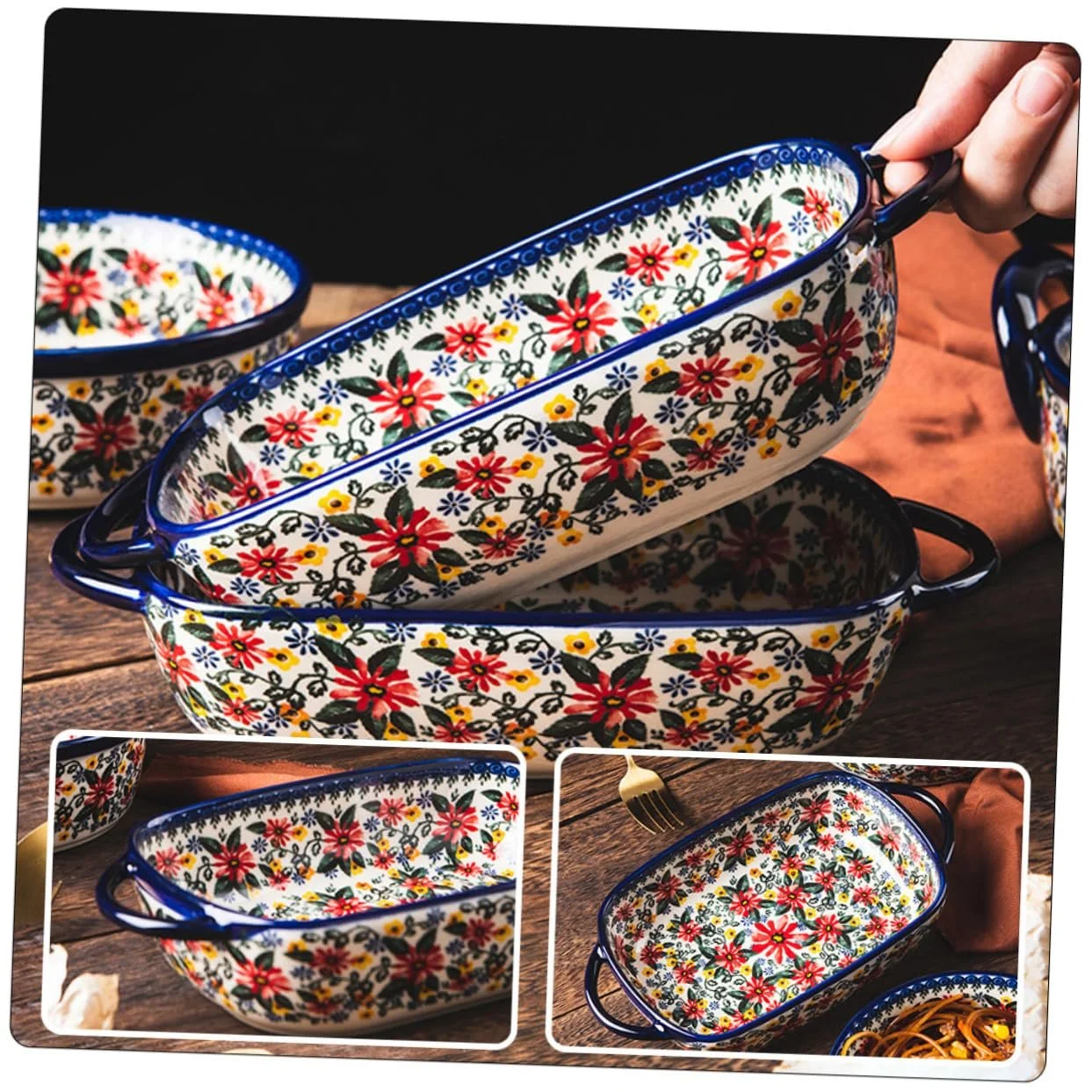 Форма для випікання керамічна велика з ручками для лазаньї та гратену., фото №9