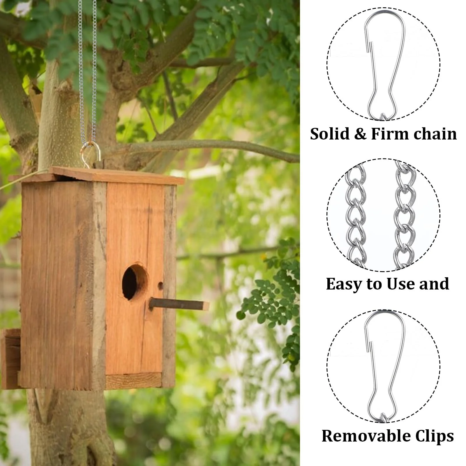 Ланцюжки для підвісних кошиків Набір 6 шт. 50 см металеві Сріблясті, фото №3