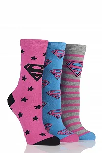 Жіночі 3 пари шкарпеток DC Superman/Superwoman Logo - Фото 1