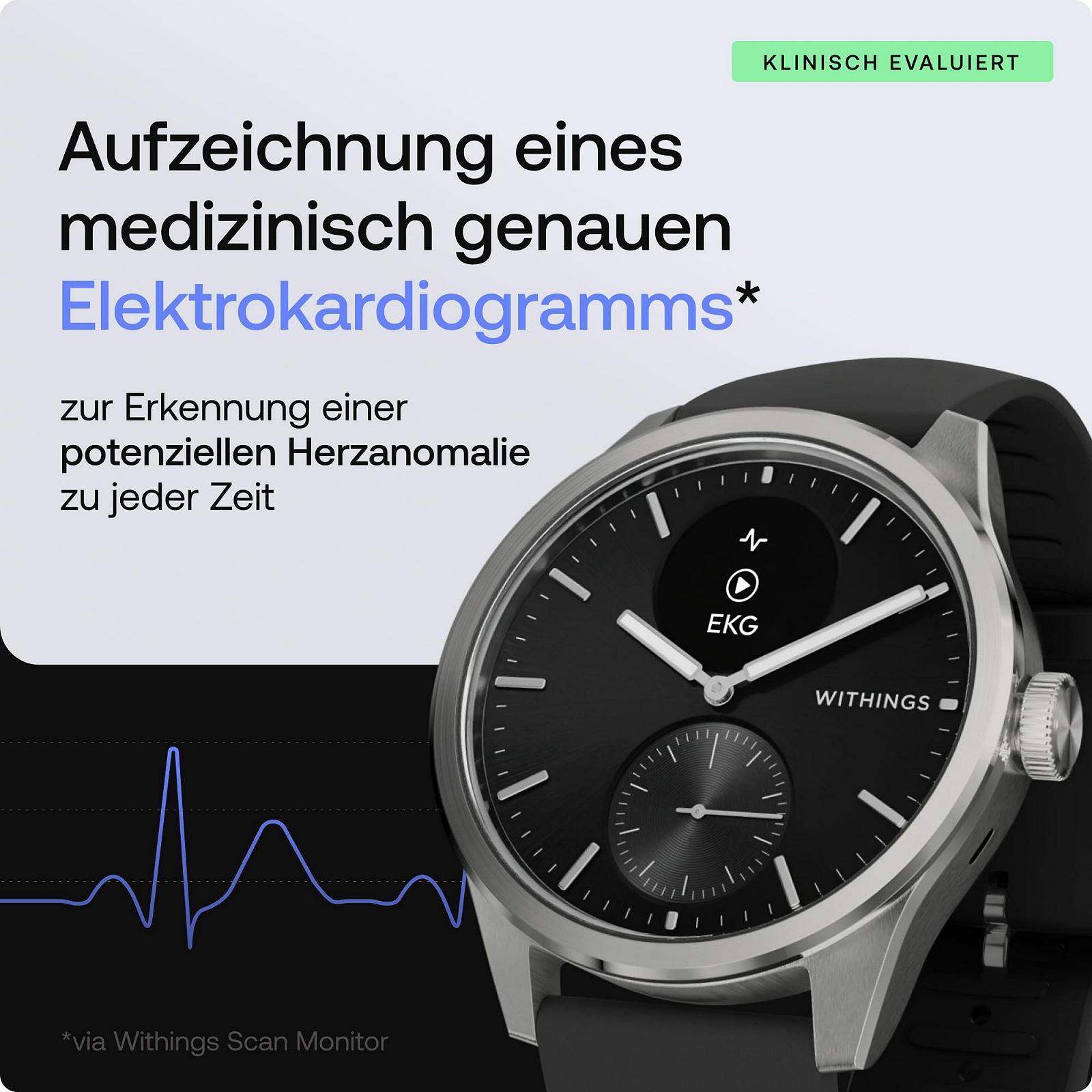 Смартгодинник Withings ScanWatch 2 ECG, SpO2, Температура, Відстеження сну, Здоров'я дихальних шляхів, Активність, Калорії, Водонепроникний, 30 днів роботи від батареї, фото №3