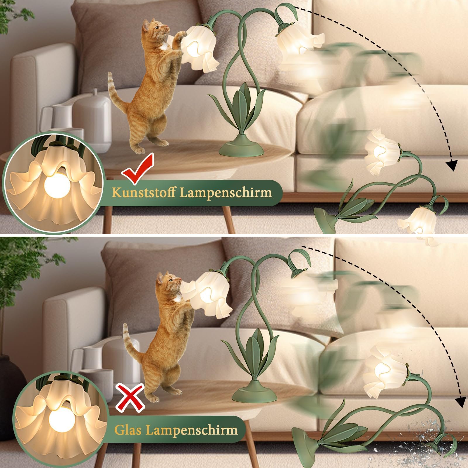 Настільна лампа Квітка Подвійна Металева Поворотна з вимикачем на кабелі, фото №8