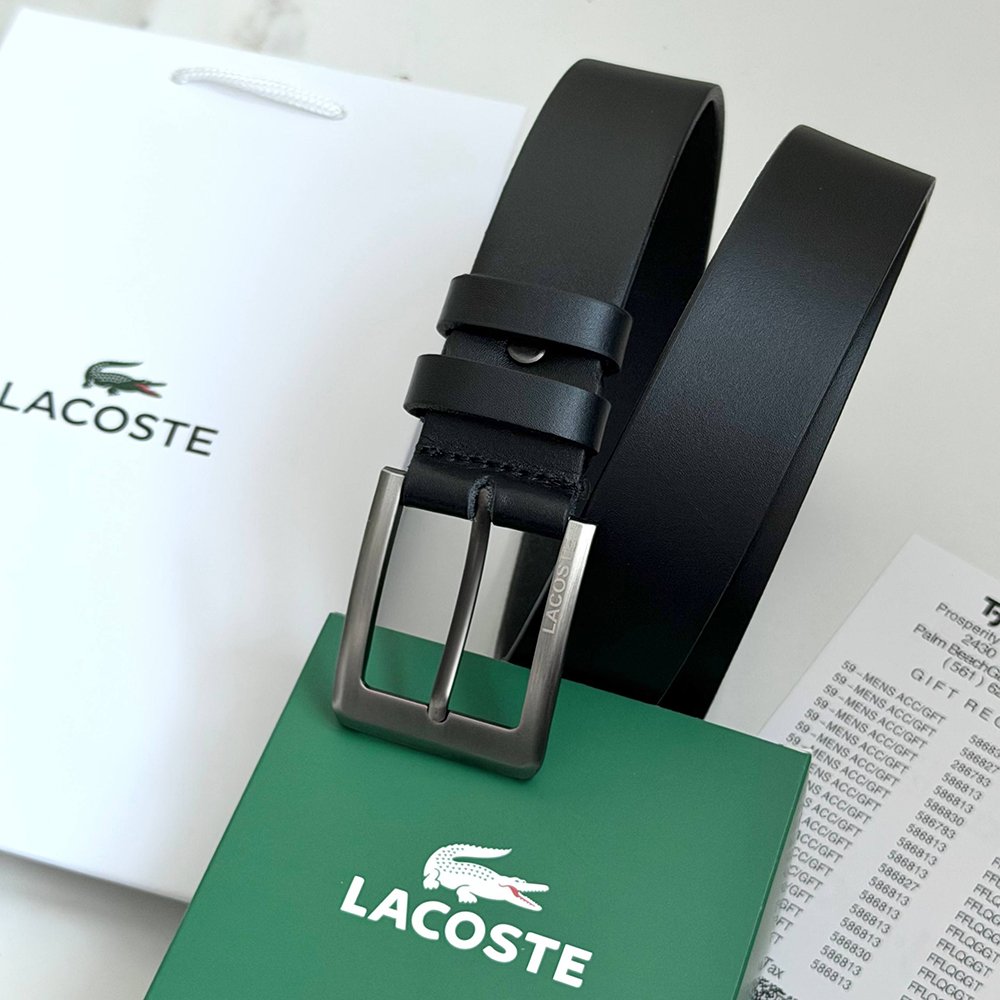 Мужской кожаный ремень Lacoste, черный, фото №4 Мужской кожаный ремень Lacoste, черный, фото №4