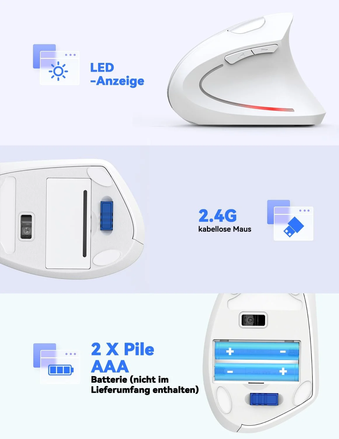 Миша TECKNET Бездротова вертикальна ергономічна 4800 DPI 5 кнопок, фото №6