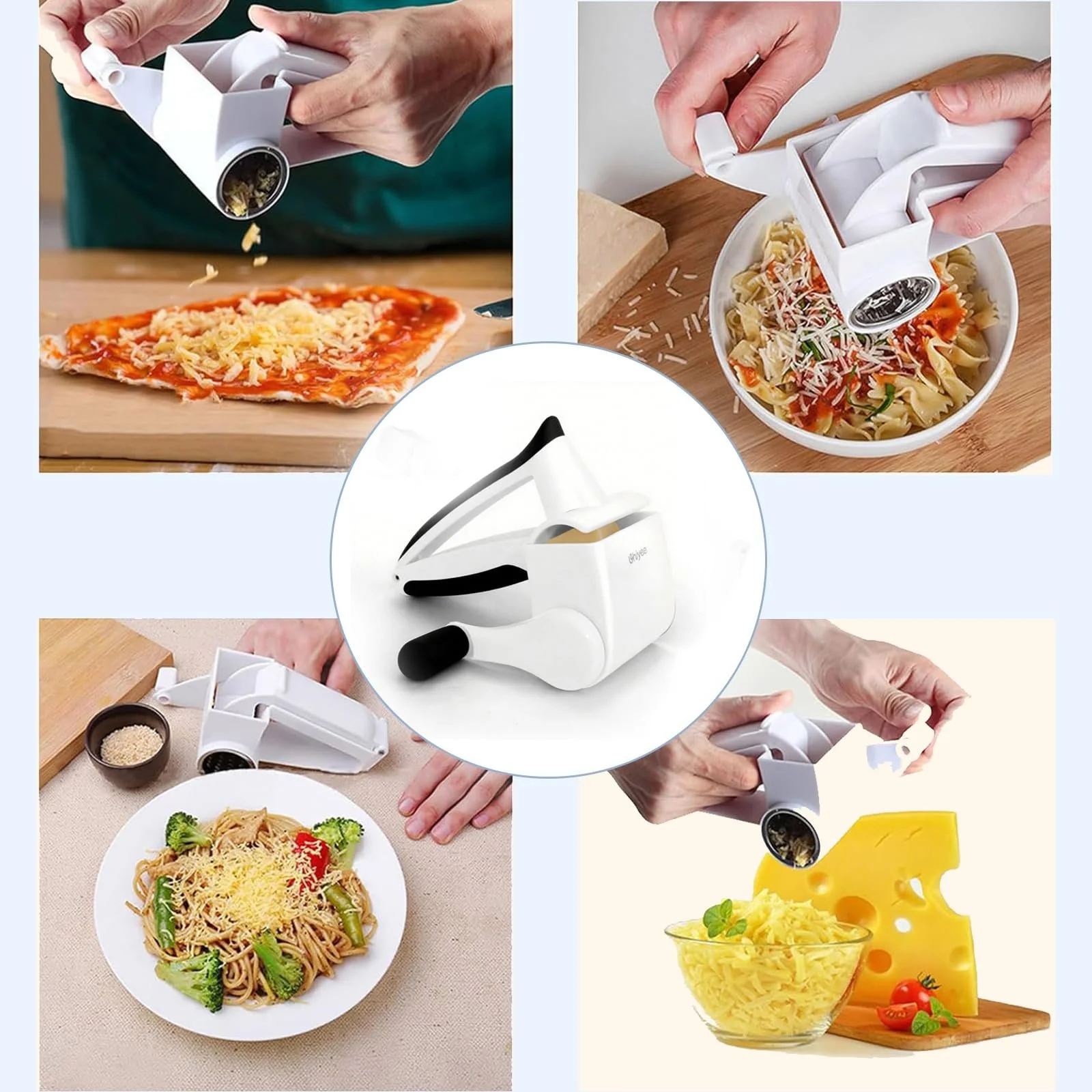 Ручная творожная терка с ручкой, белая, нержавеющая сталь и ABS., фото №7