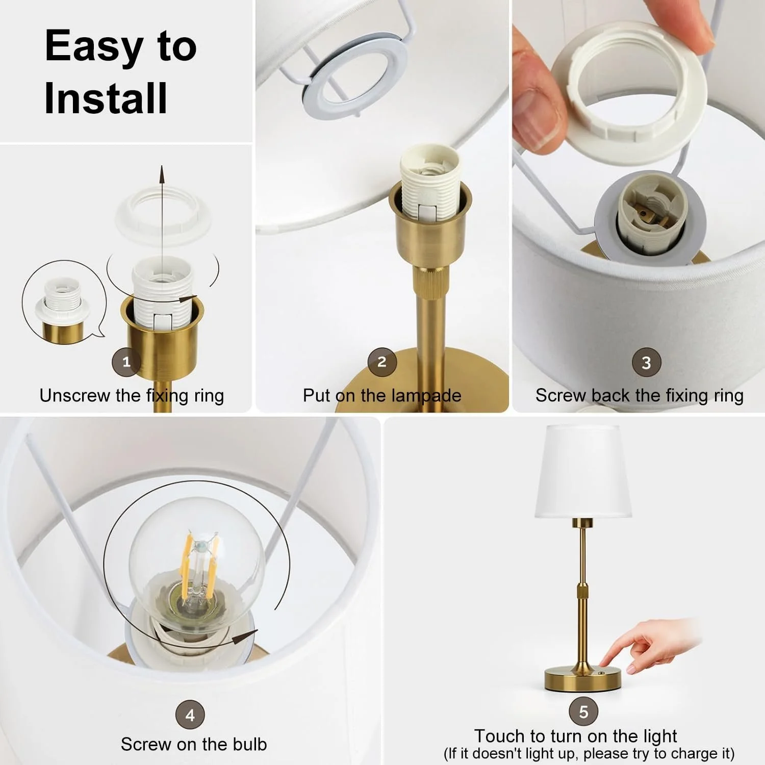 LED Настільна лампа Wireless Dimmable USB-C Height Adjustable 5200 mAh Gold, фото №7