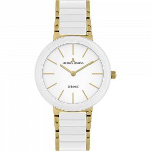 Женские часы Jacques Lemans, аналоговые, кварцевые, белые, браслет - Фото 1