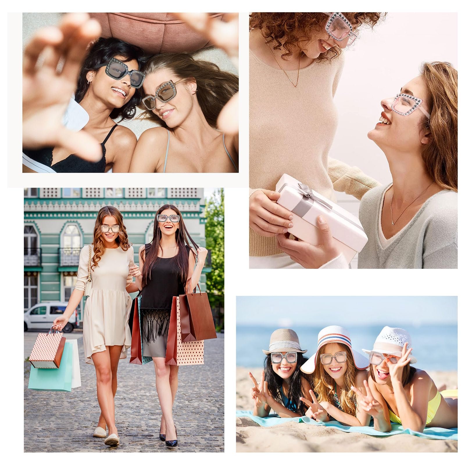 Сонцезахисні окуляри TSHAOUN квадратні з стразами, великі, Unisex, фото №7