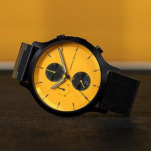 Годинник Lilienthal Berlin Chronograph Line 2 з хірургічної сталі 42,5 мм Чорний/Жовтий synthetic.ua - Фото 1