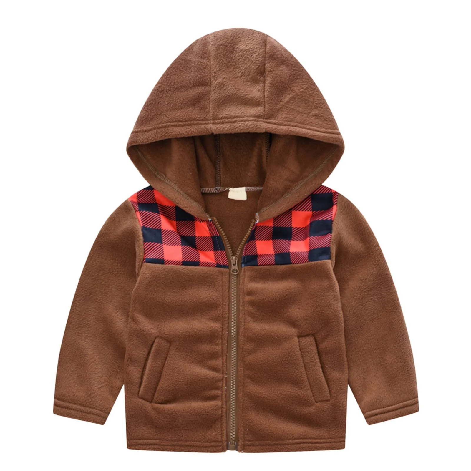 Флісова куртка для хлопчиків Mjjsk, дитяча, з довгими рукавами, на блискавці, тепла зимова картата, фото №1 Флісова куртка для хлопчиків Mjjsk, дитяча, з довгими рукавами, на блискавці, тепла зимова картата, фото №1