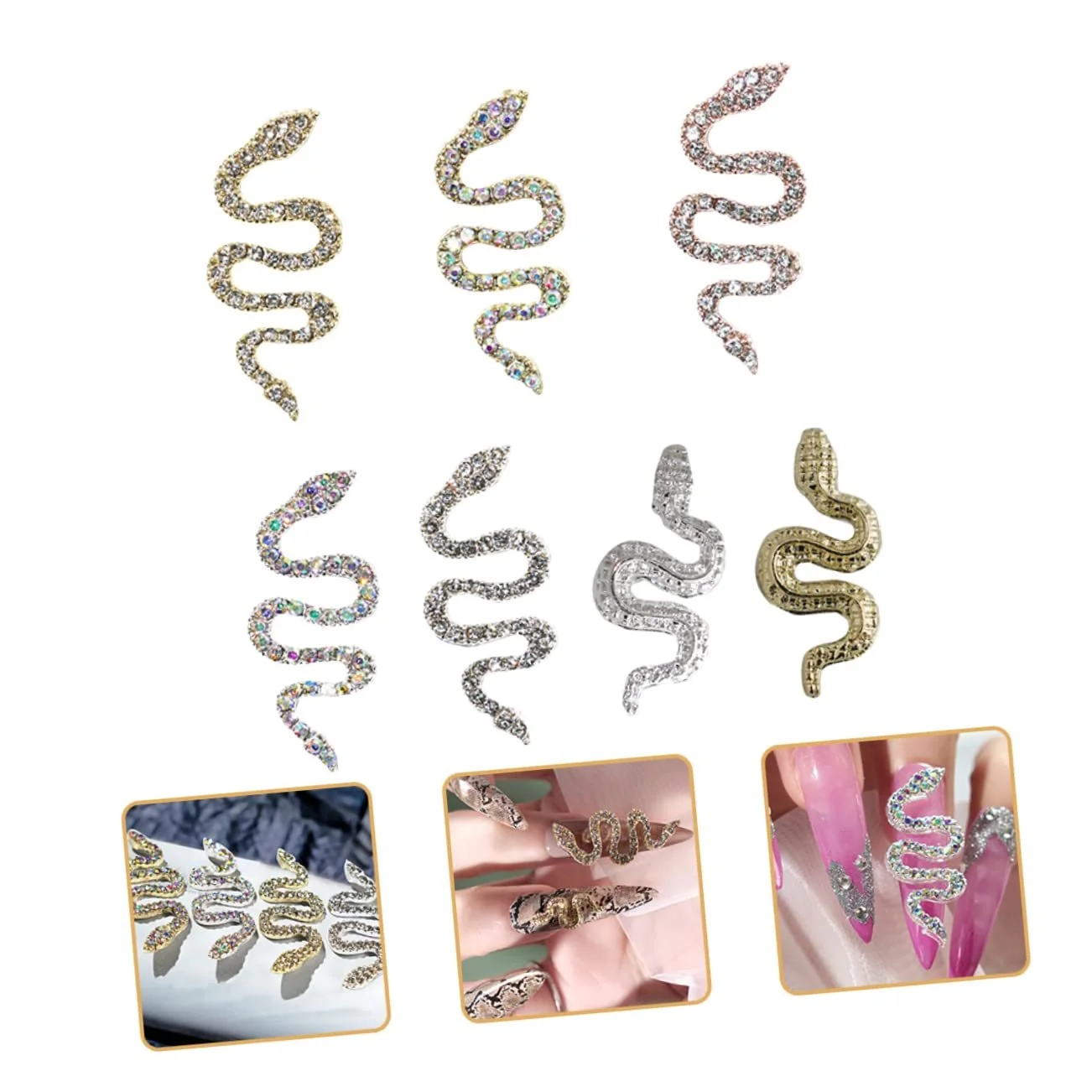 Украшение для ногтей в виде змеи Housoutil, сплав, 7 шт., кристаллы, 3D, классические стразы, фото №9 Украшение для ногтей в виде змеи Housoutil, сплав, 7 шт., кристаллы, 3D, классические стразы, фото №9