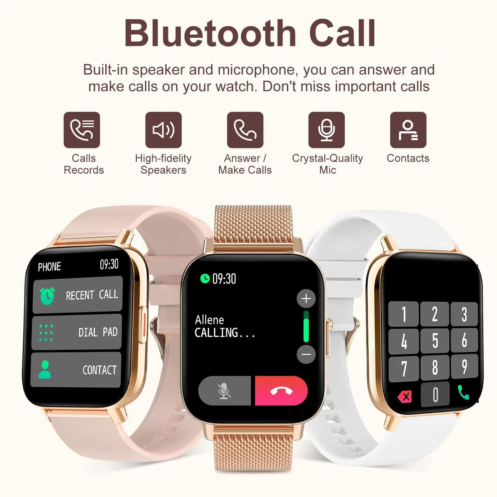 Смартчасы женские 1.69 дюйма, монитор сердечного ритма, монитор сна, SpO2, счетчик шагов, калорий, фото №2