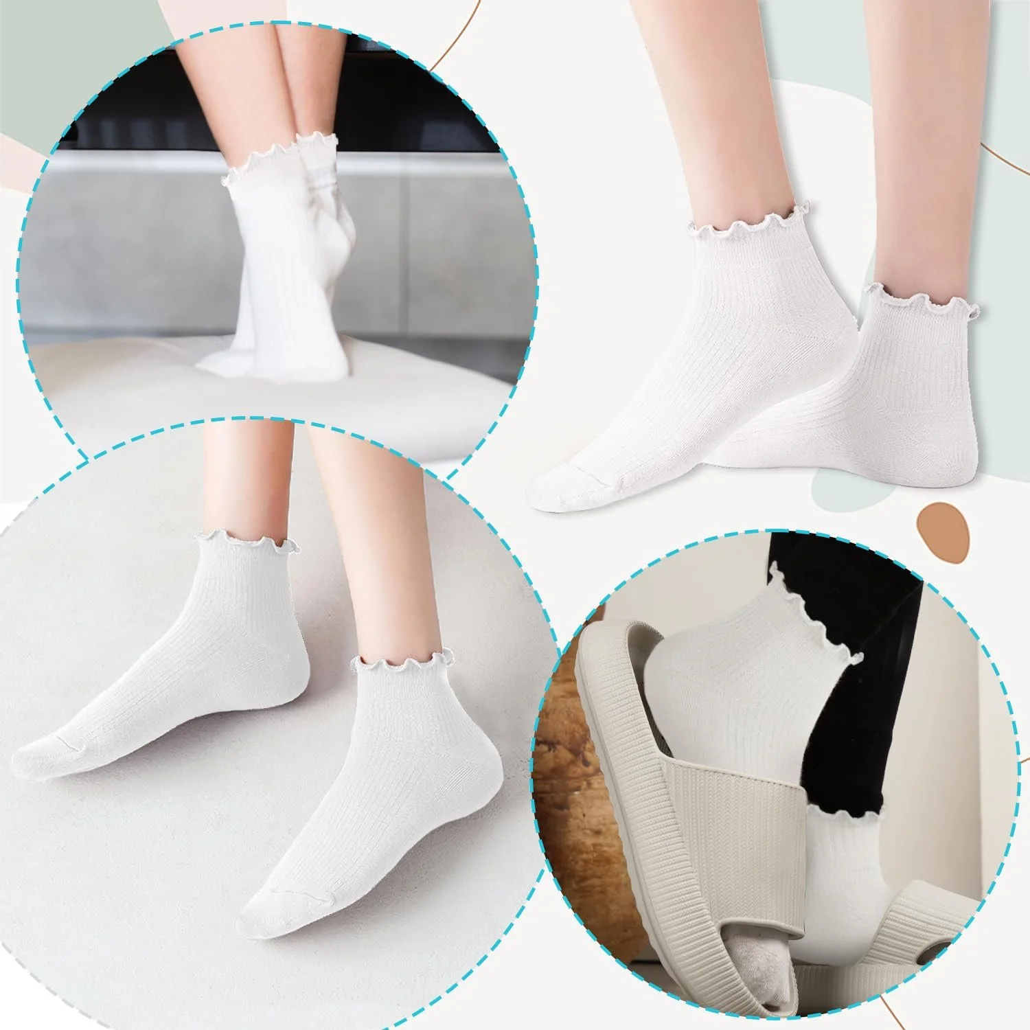 Носки с оборками d'Alene to, 4 пары, белые, фото №3 Носки с оборками d'Alene to, 4 пары, белые, фото №3