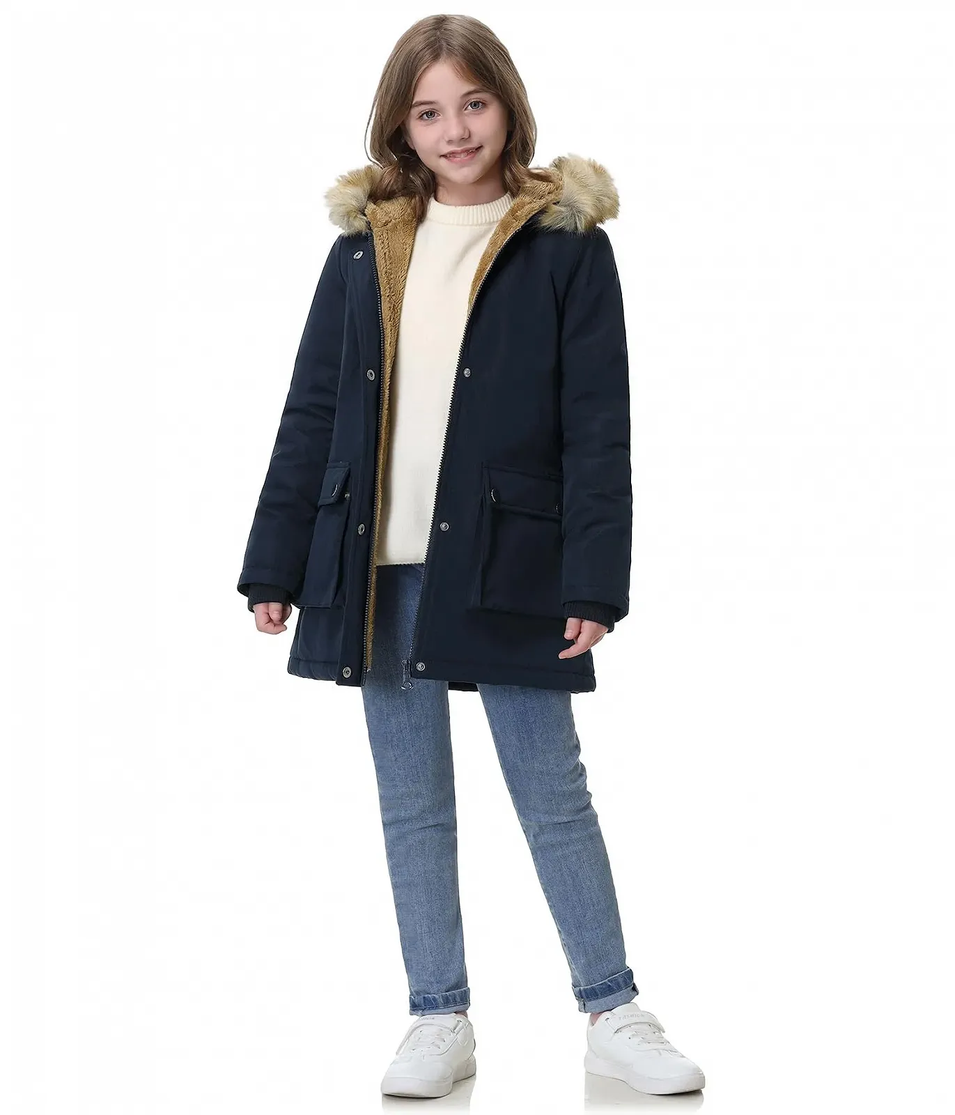 Зимова Куртка Vancavoo для Дівчат, Підліткова Зимова Куртка, Довга, фото №9