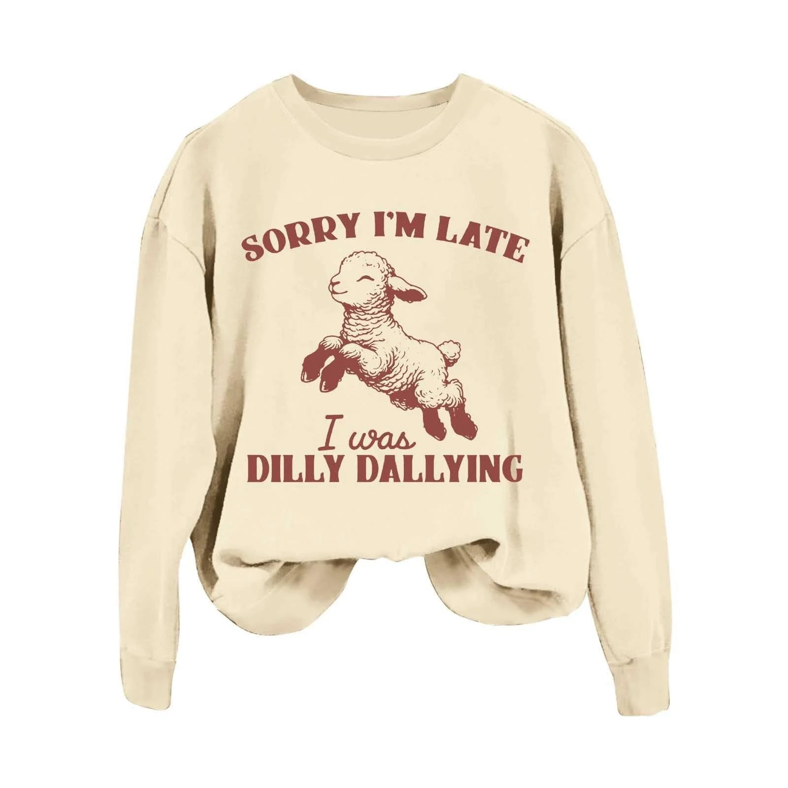 Женский свитшот с длинными рукавами, повседневный, с круглым вырезом, с принтом, красный, фото №2