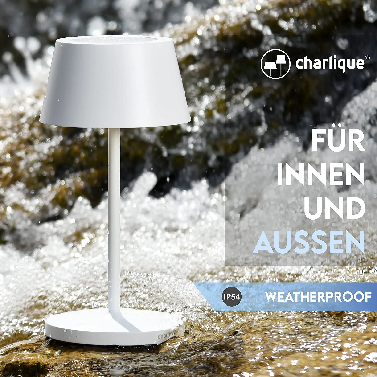 Настільна лампа charlique Dinner Light LED 24 см Акумуляторна USB IP54 Біла, фото №5