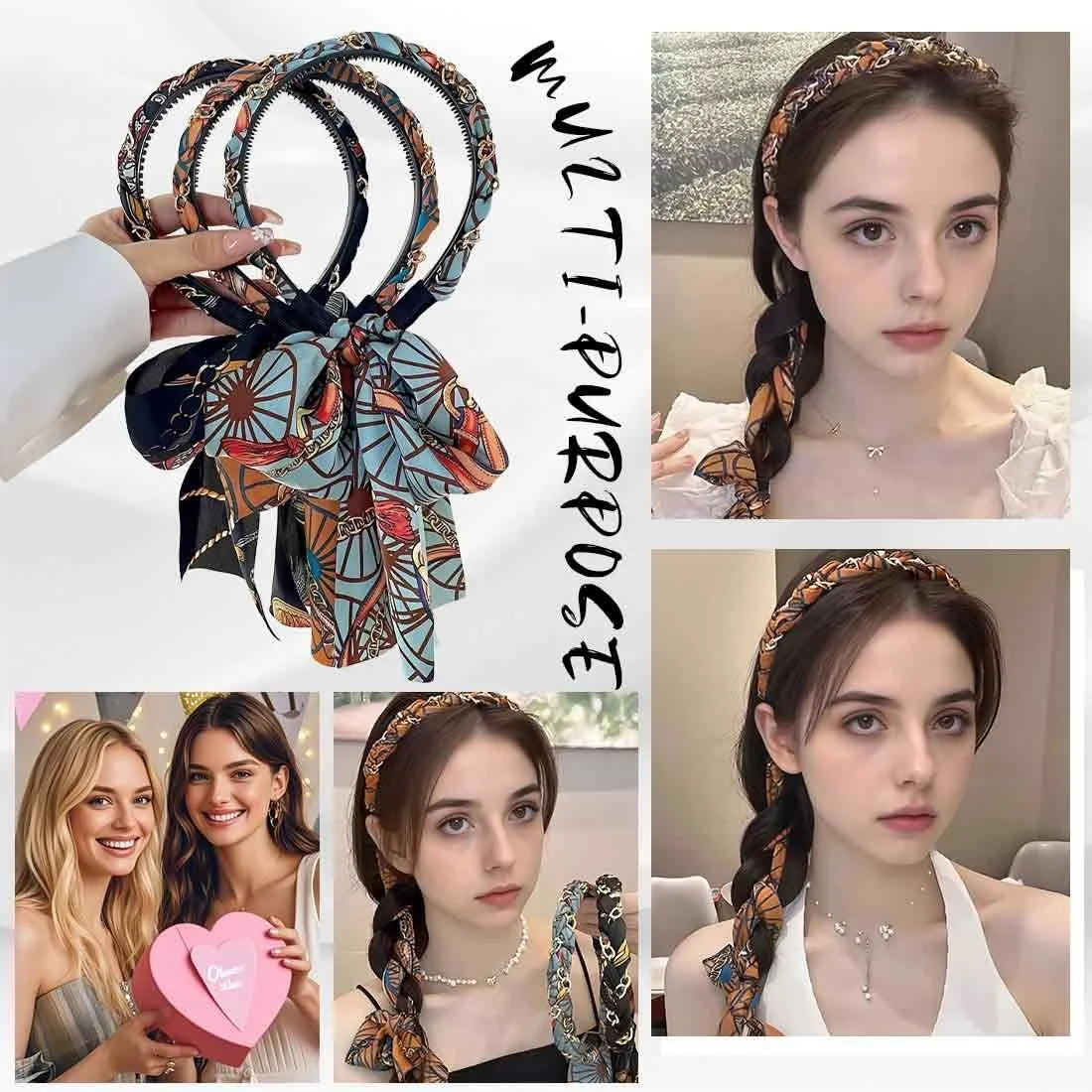Набір широких пов'язок на голову для жінок з бантом, фото №3