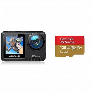 Екшн-камера WOLFANG GA420 4K 60FPS + Карта пам'яті SanDisk Extreme microSDXC UHS-I 128 ГБ - Фото 1
