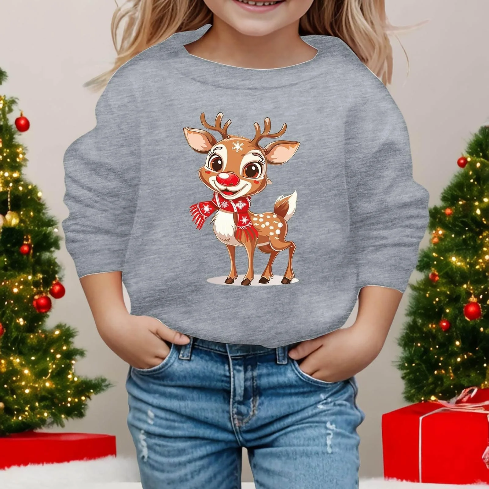 Худи Kindermode Рождественский с принтом, весенне-осенний, с длинными рукавами, свободный, фото №3