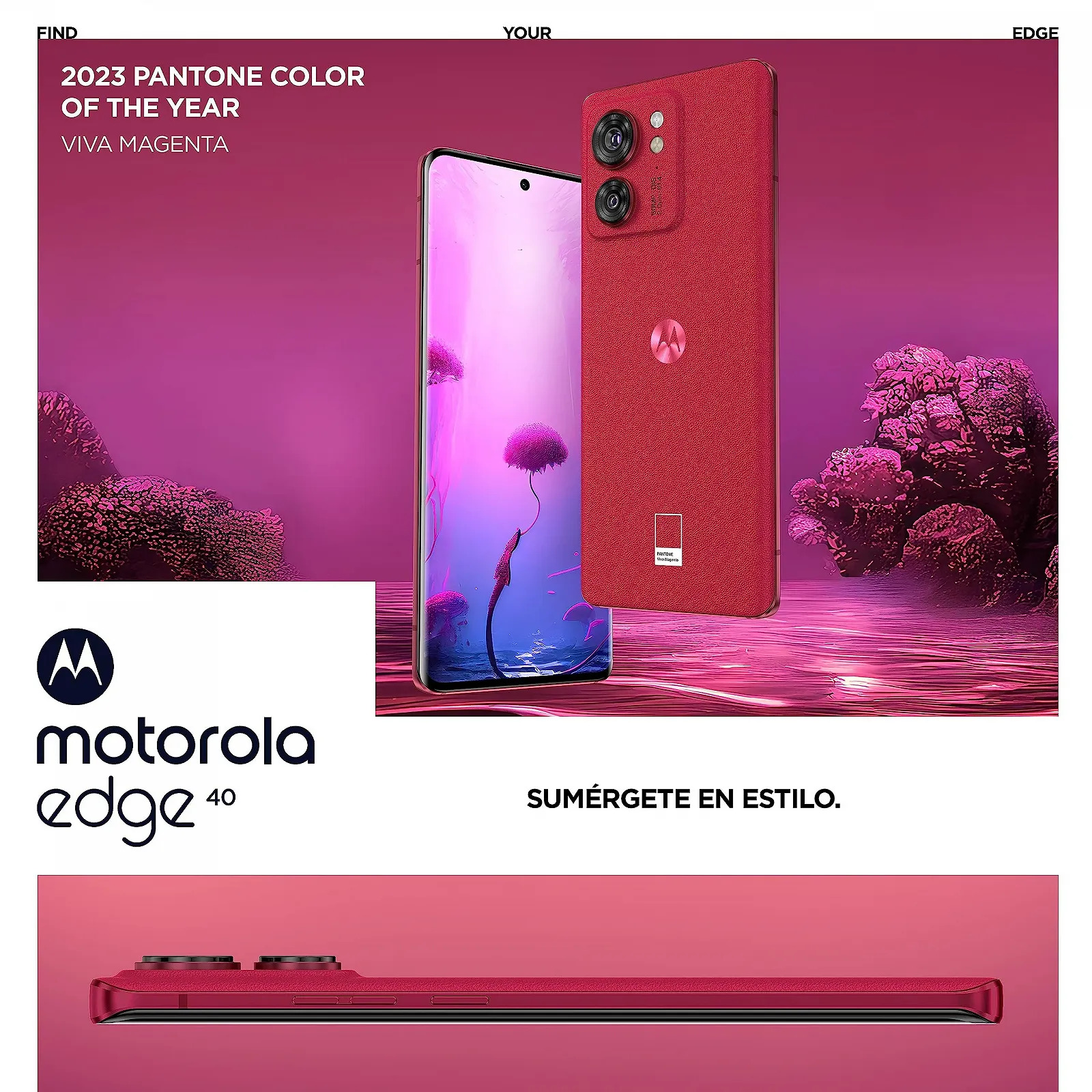 Смартфон Motorola Edge 40 5G 8/256GB Dual SIM Viva-Magenta, фото №2
