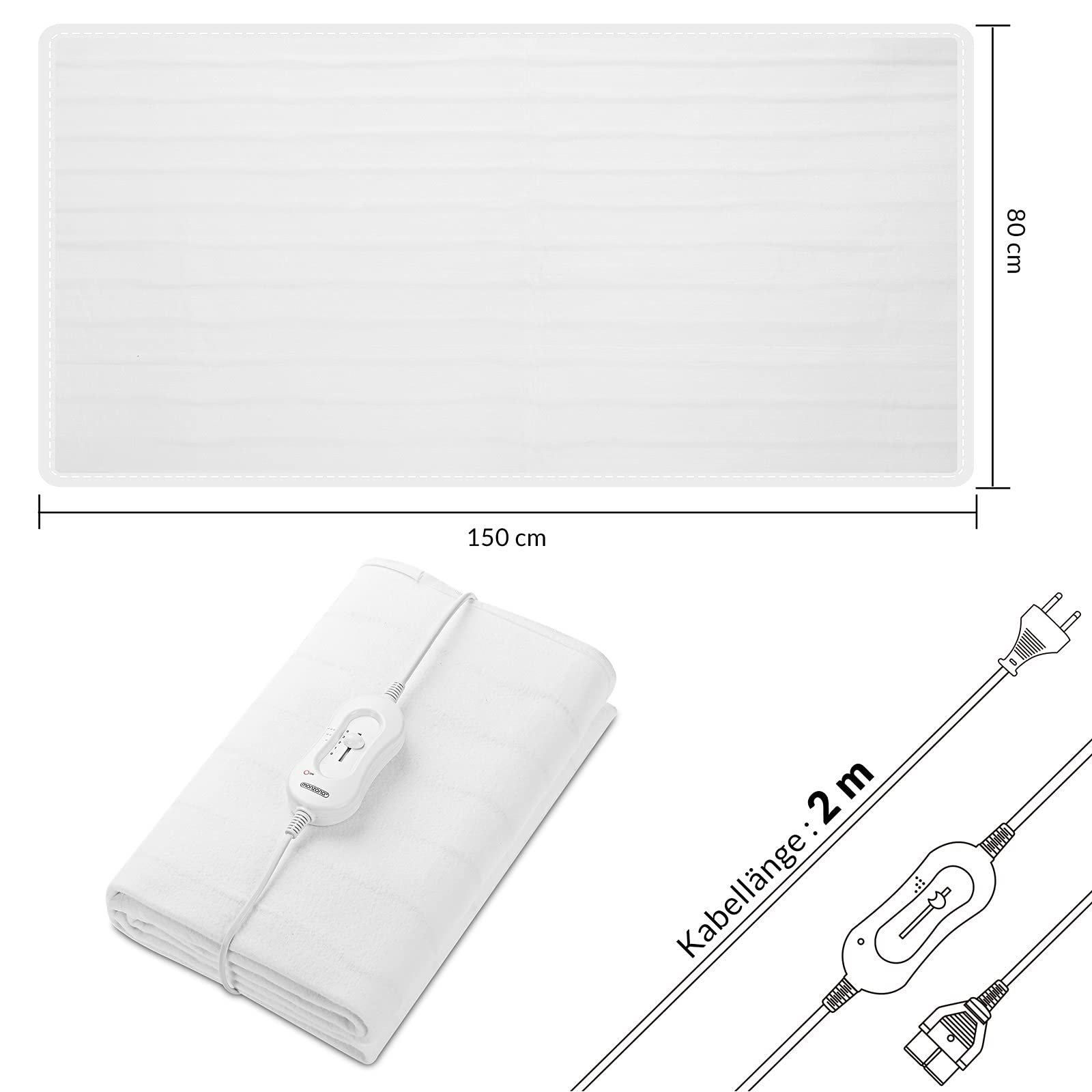Ковдра для підігріву Deuba, електрична, 150 x 80 см, білий, фото №7