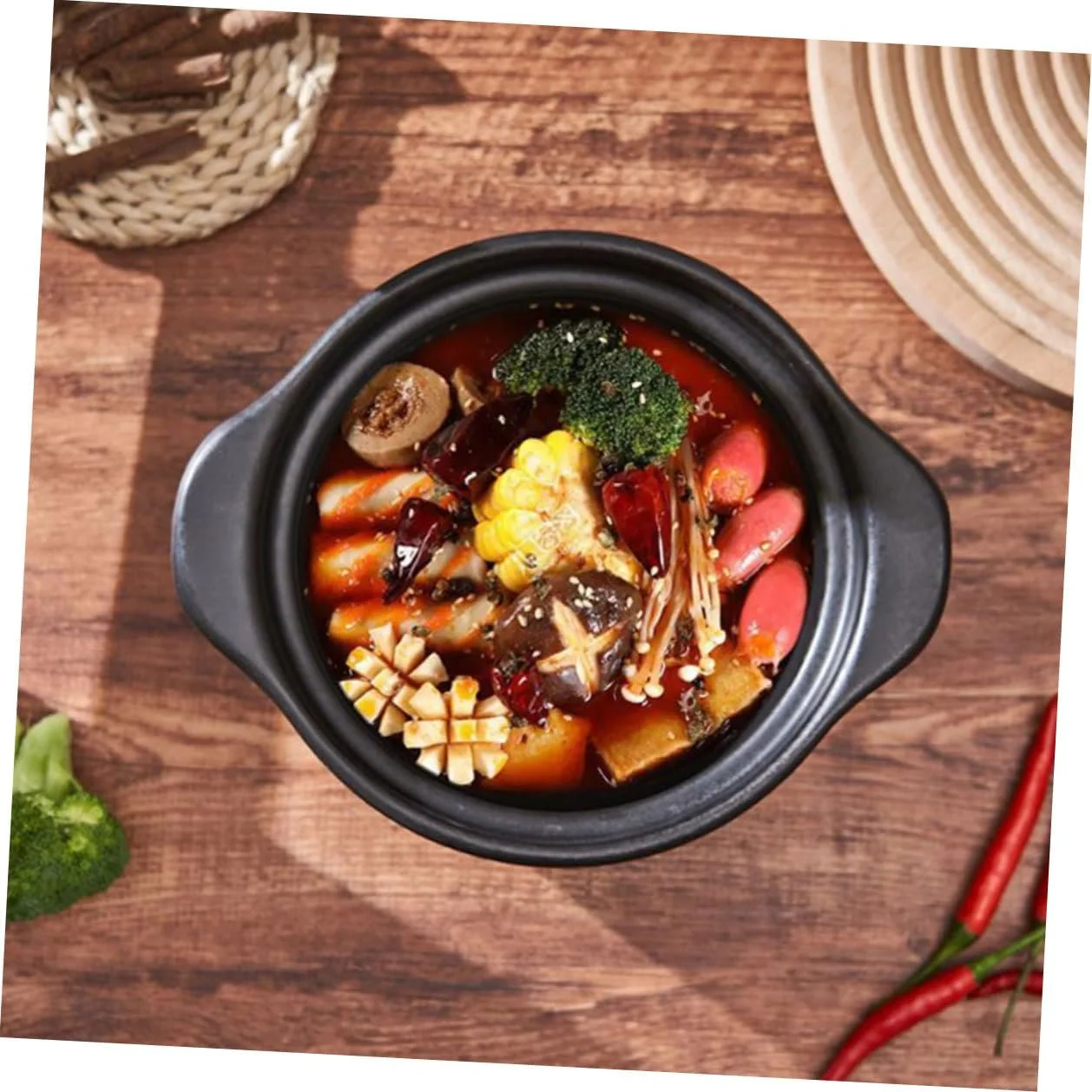 Кастрюля GALPADA керамическая с крышкой термостойкая черная, фото №7