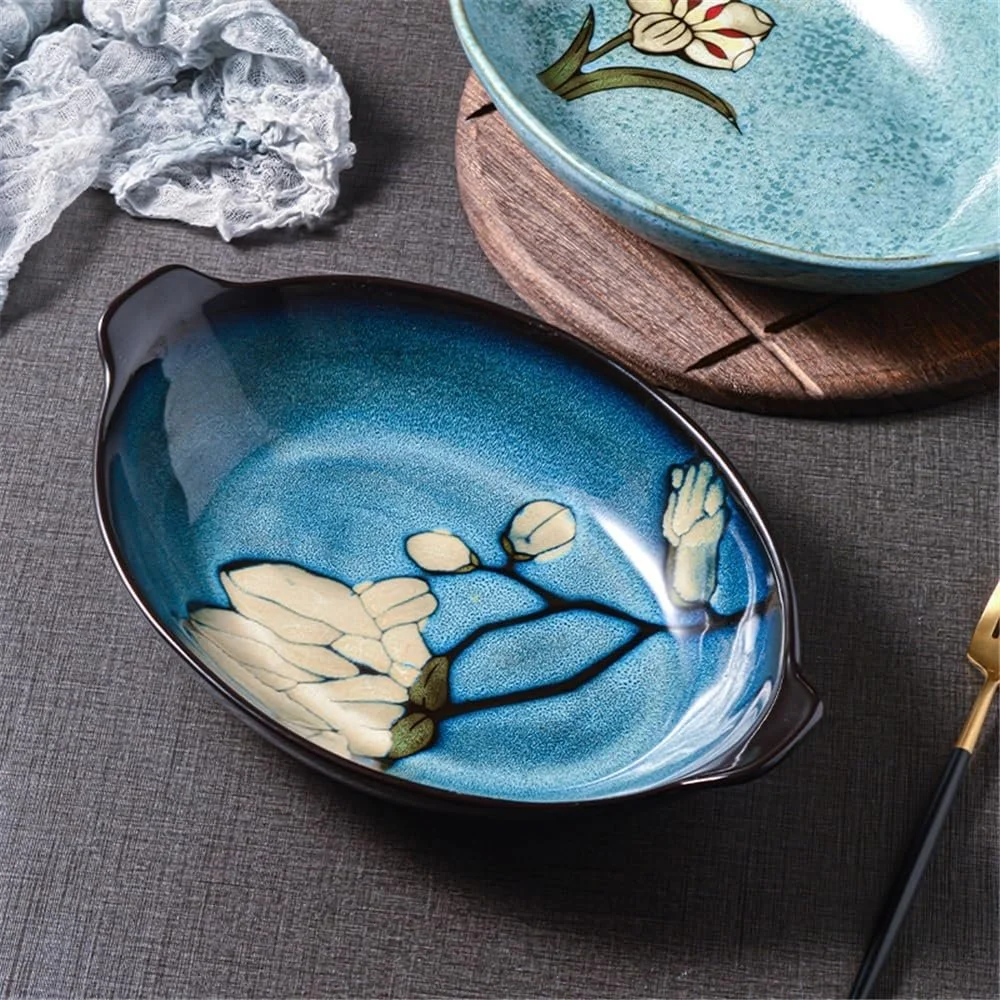 Форма для запекания Braten Керамическая большая овальная с двумя ручками глубиной 5 см скандинавский дизайн, фото №3