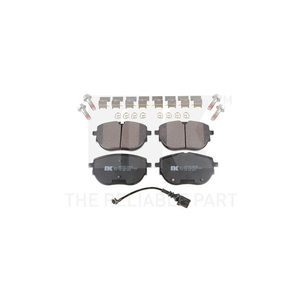 Комплект гальмівних колодок, дискове гальмо NK 2247159 для VW, передня вісь, фото №1