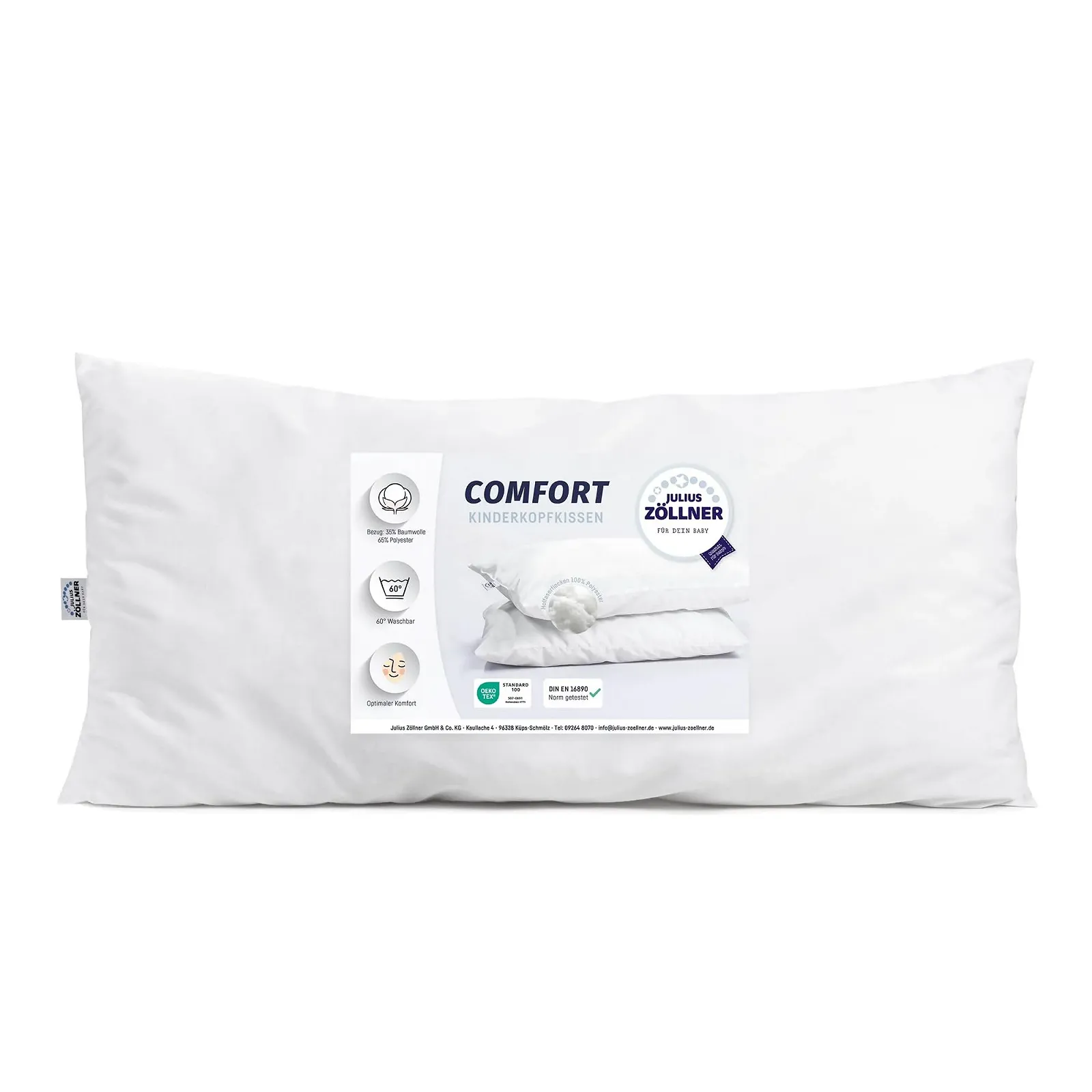 Подушка Julius Zöllner Comfort 40 x 80 см, біла, фото №1